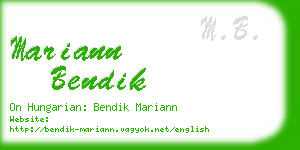 mariann bendik business card